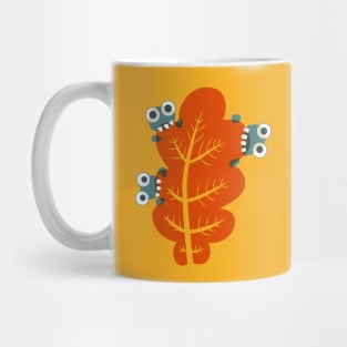 Cute Bugs Eat Autumn Leaf Mug